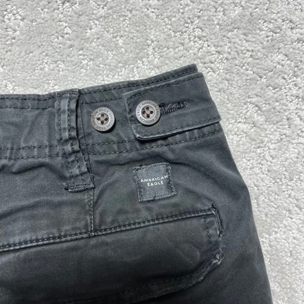American Eagle Slim Lived-In Cargo Pants Mens 33x32 Black Faded Cotton Flex - Picture 12 of 14